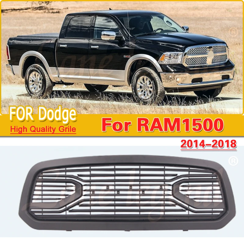 

Передняя сетчатая решетка радиатора для Dodge Ram 1500 2014-2018 Raptor Style, черный бампер из АБС-пластика, Сменная сетка