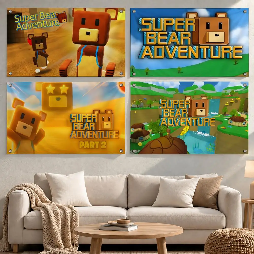 Game Super Bear Adventure Flags wall flag fabric hanging flag room decor apartment living room photo corner