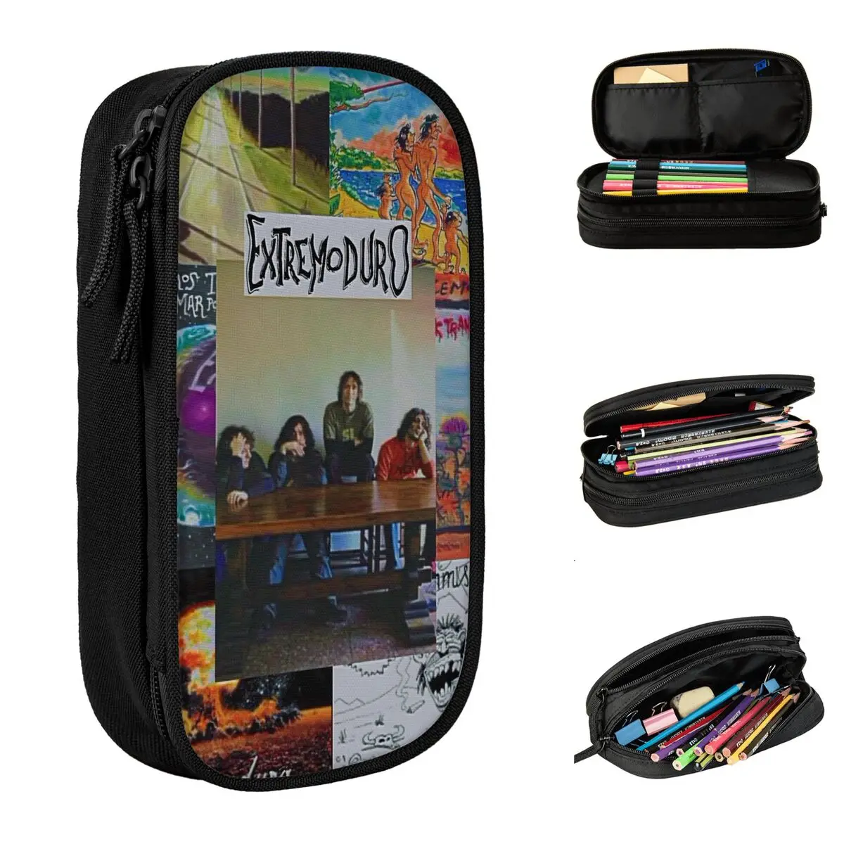 

Пенал большой емкости Extremoduro Rock Band Tour, офисные аксессуары, двухслойный пенал, косметички для девочек, идеальные подарки