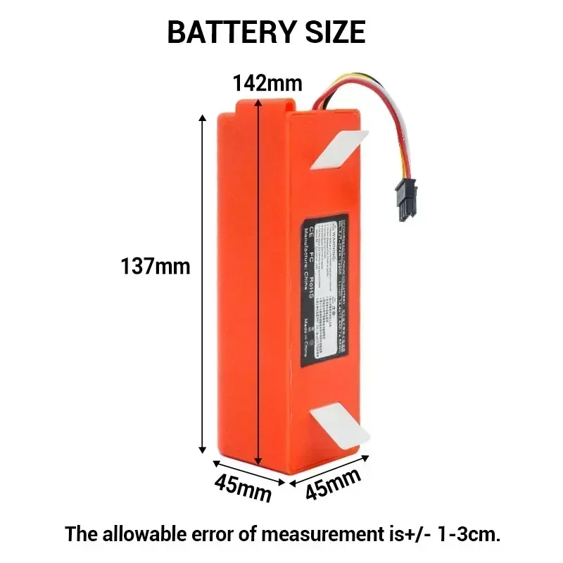 2025 14.4V Li-ion Battery Robotic Vacuum Cleaner Replacement Battery for Xiaomi Robot Roborock S50 S51 S55 Accessory Spare