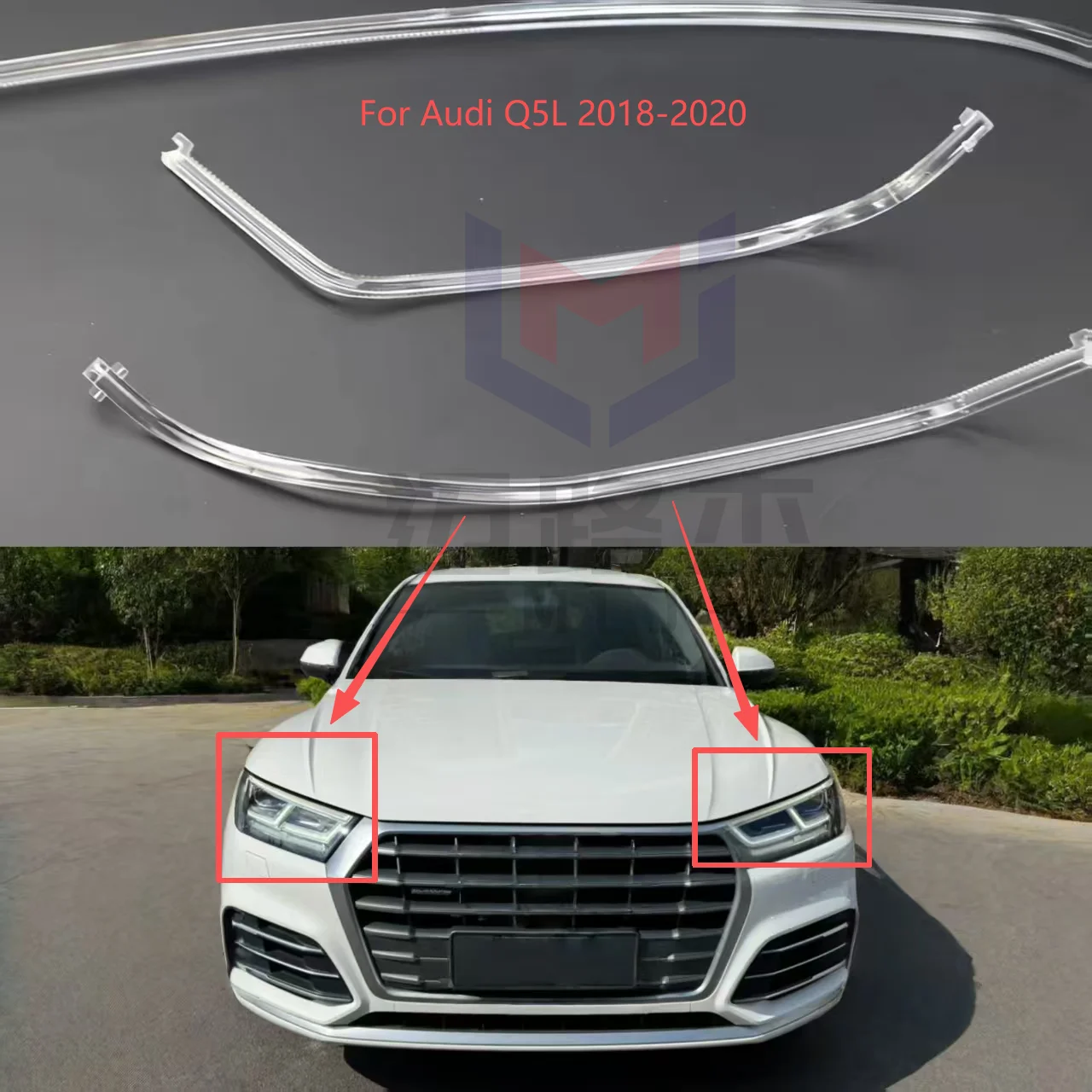 

For Audi Q5L 2018-2020 DRL Car Accessories LED Car Headlight Guide Plate Guide Strip Daytime Running Light Tube Bar Angel Eyes