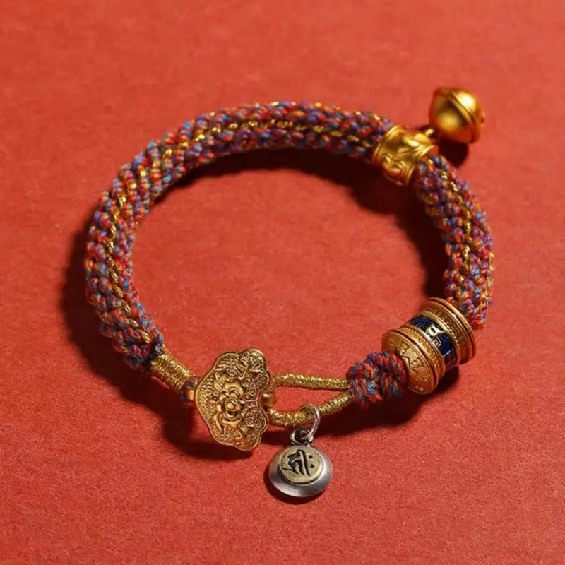 

Eight Patron Saints Tibetan Style Zodiac Natal Buddha Carrying Strap Year of Birth Thangka Red Rope Hand-Woven Bracelet Gift