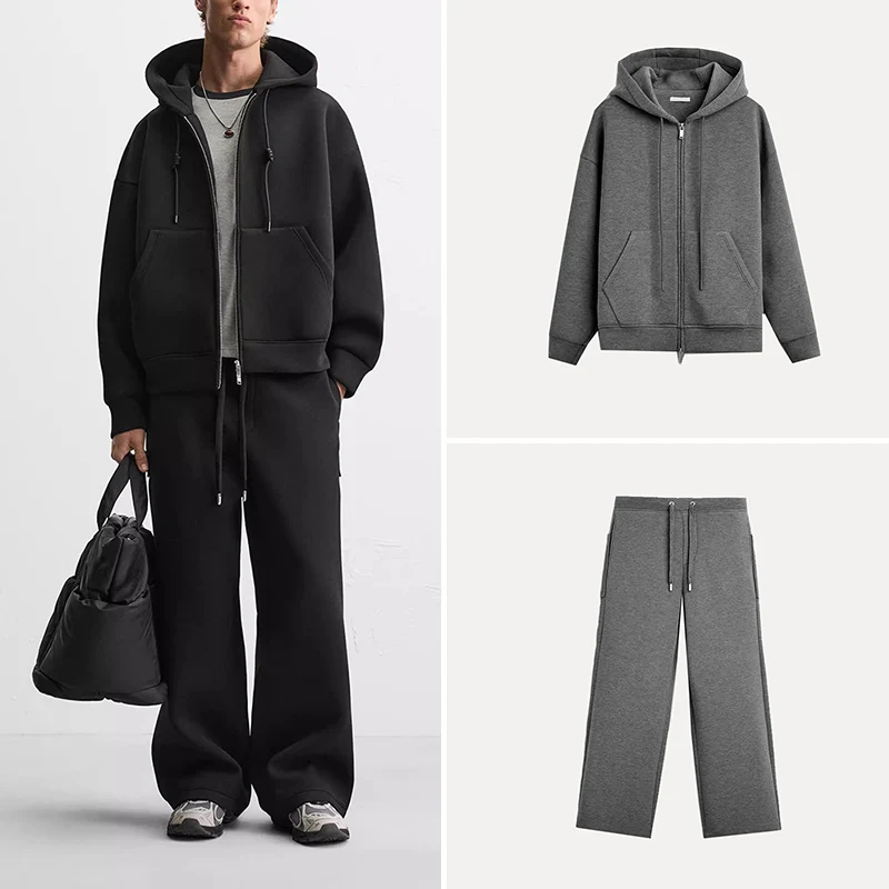 High Elasticity Loose Fit Zipper Hoodie And Running Pants Men's Casual Sportswear Set Zadata Brand Four Seasons Universal