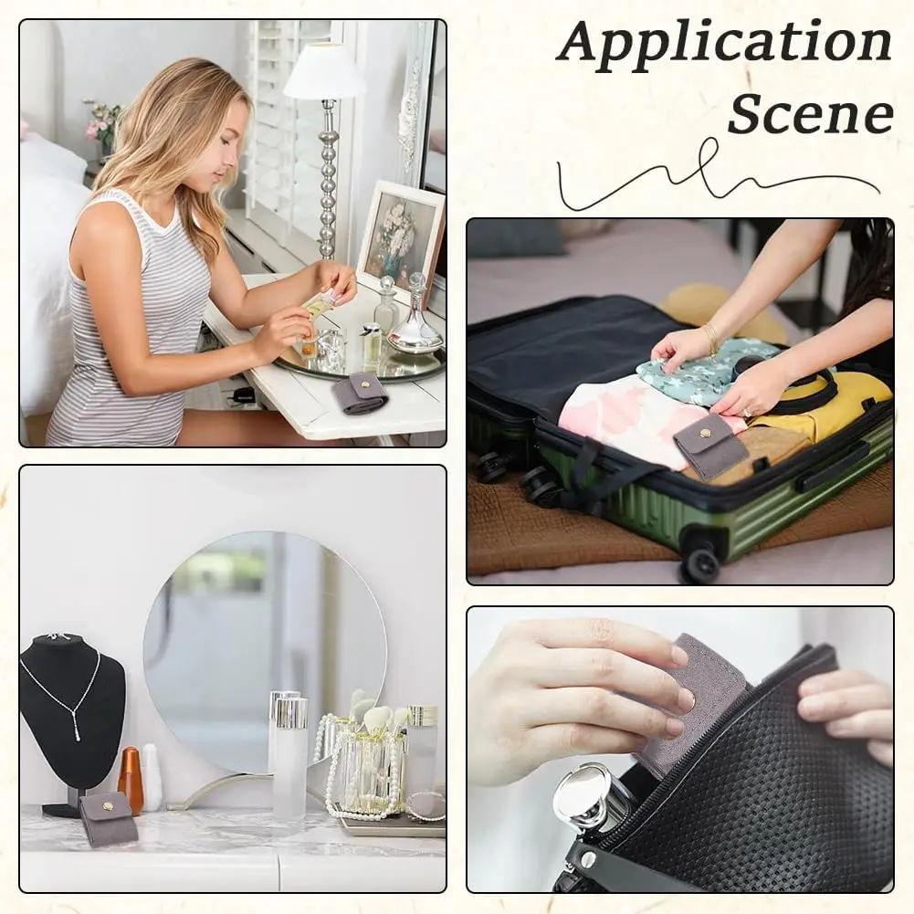 Mini Velvet Travel Jewelry Bag with Buckle Compartment Small Portable Foldable Lipstick Organizer Case Jewelry Storage Packaging Pouch for Ring Earring Necklace Bracelet Women Gift(Gray)