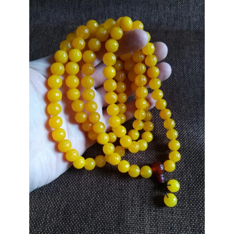 Wholesale Tibetan Yellow Agate Ruyi Beads 108 Buddha Beaded Necklace Bracelets Multi-Circle Agate Bracelet Necklace Ornament