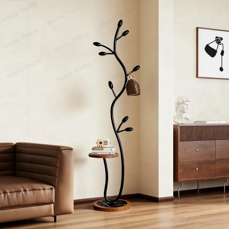 Medieval solid wood multi-functional vertical coat rack French small apartment floor-to-ceiling