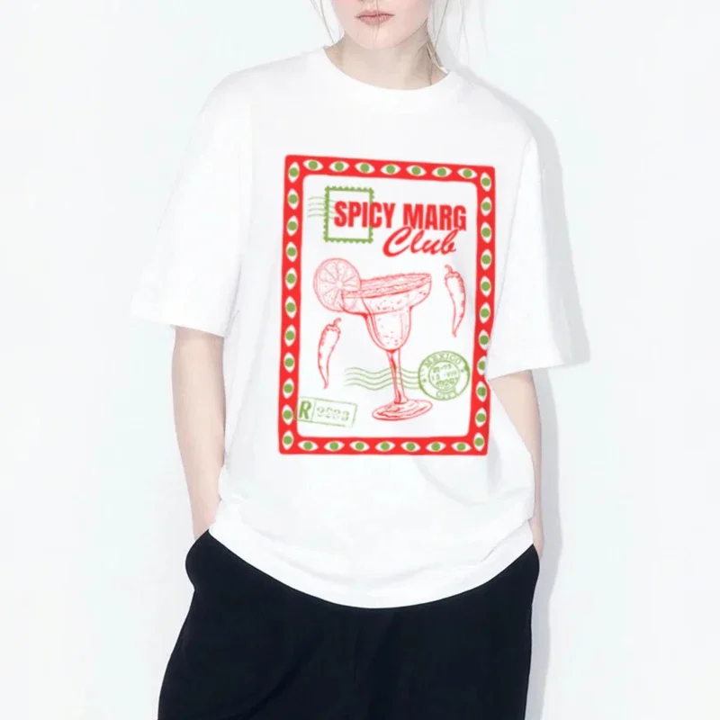 Camisetas con estampado de Margarita picante y estética Vintage para mujer, camiseta bonita para amantes del cóctel, camiseta de pepe Tequila, ropa de moda para mujer