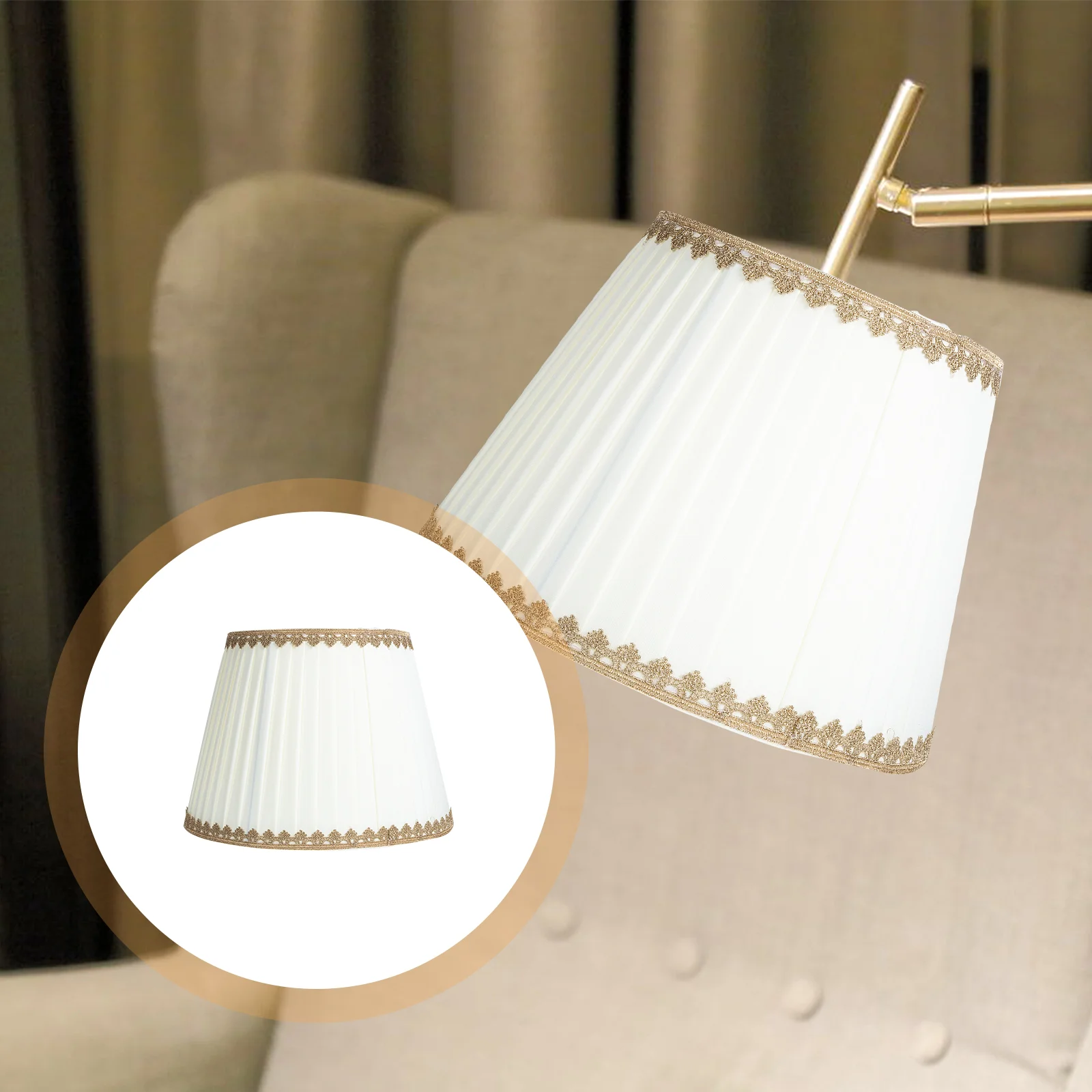 Paralume in pizzo Tessuto Lampadario in ferro Tavolo da pavimento Copertura da scrivania Elegante camera da letto calda Soggiorno Facile installazione Colore semplice