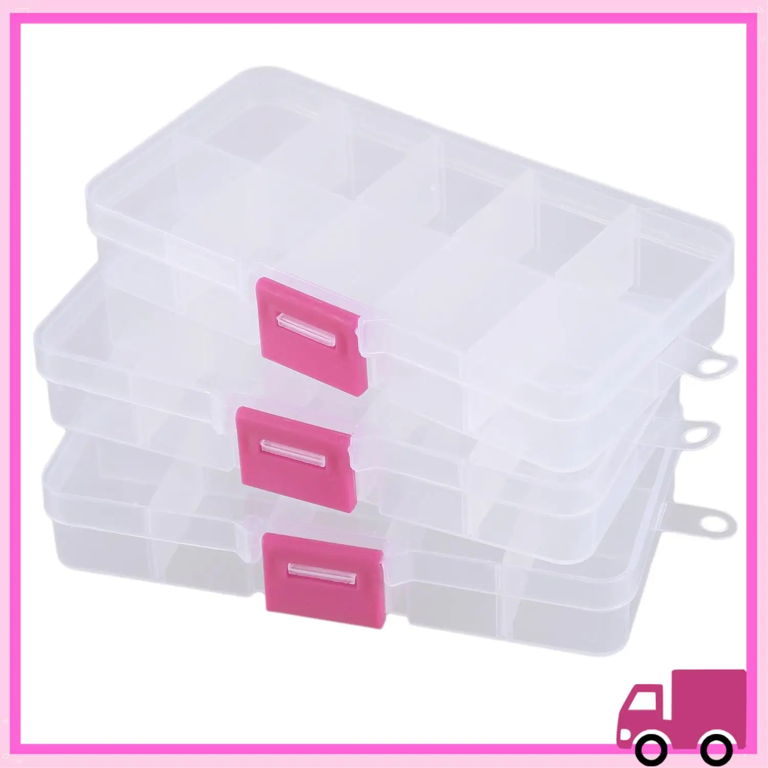 Compact 3Pcs 10 Grid Electronic Component Parts Kits Plastic Storage Box Case