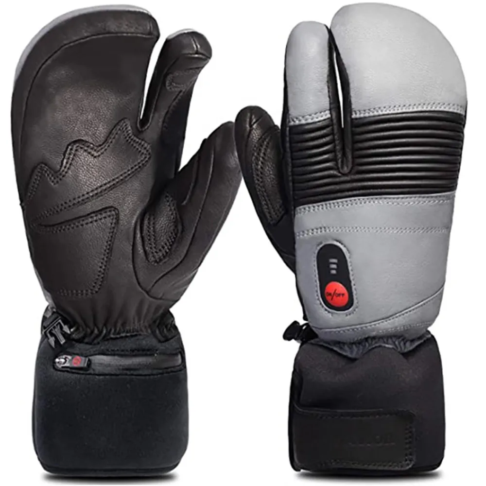 Heated Gloves Flexible Crab Finger Rechargeable Ski Mitten 7.4V Battery For Winter Snow Camping Hunting Hiking Heated Ski Gloves