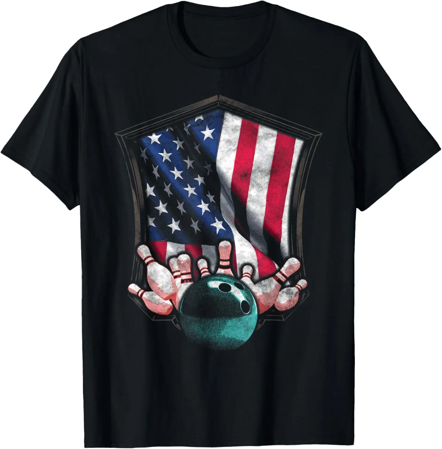 Vintage Bowling American USA Flag 4. Juli Bowling Team T-Shirt