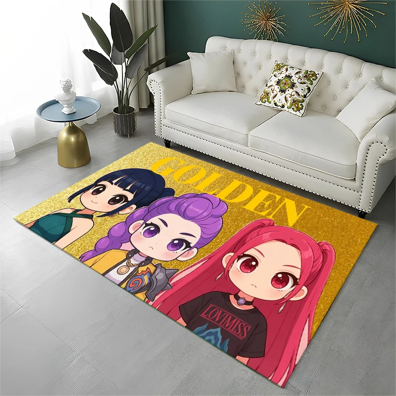 KPop D-Demon H-Hunters S-Saja Cartoon Non-Slip Area Rug for Living Room Bedroom Playroom,Carpet Floor Mat for Home Decor Holiday
