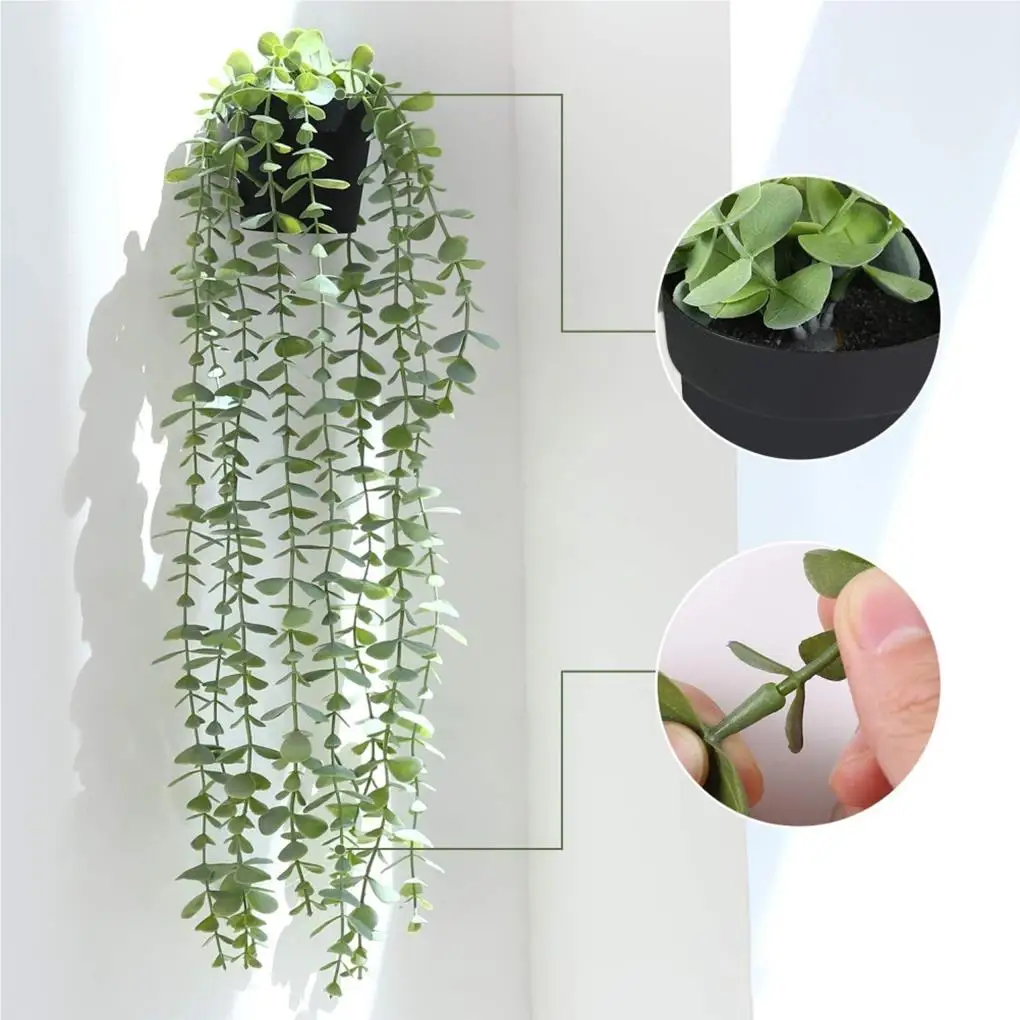 2 piezas de plantas artificiales de eucalipto, decoración colgante de plantas en macetas