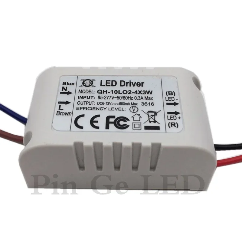 2 Pieces Isolation 10W AC85-277V LED Driver 2-4x3W 600mA DC6-13V LED Power Supply Constant Current Ceiling Lamp