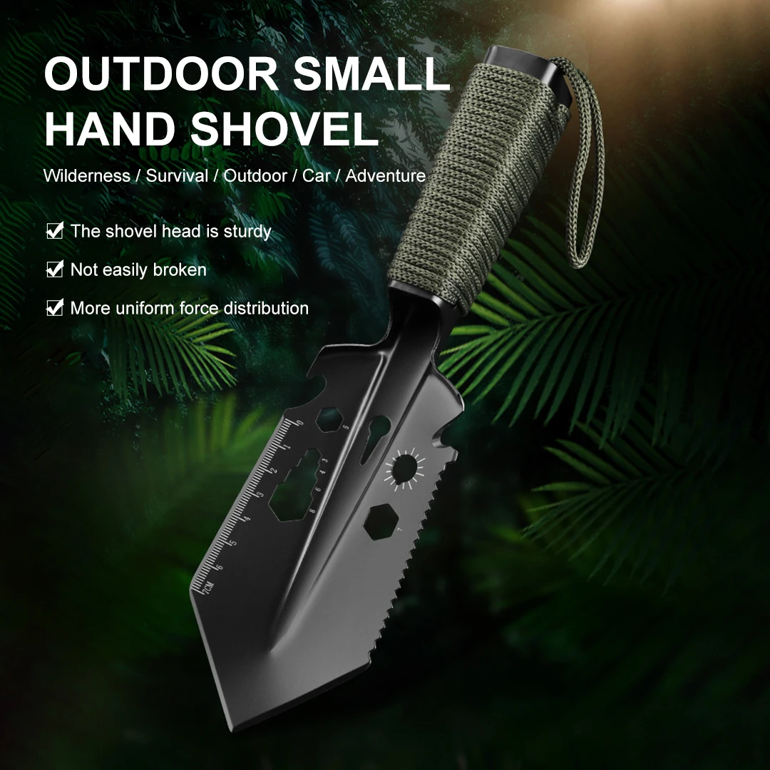 Stainless Steel Multi-functional Small Tactical Hand Shovel Camping Portable Engineer Shovel Field Survival Tools Outdoor