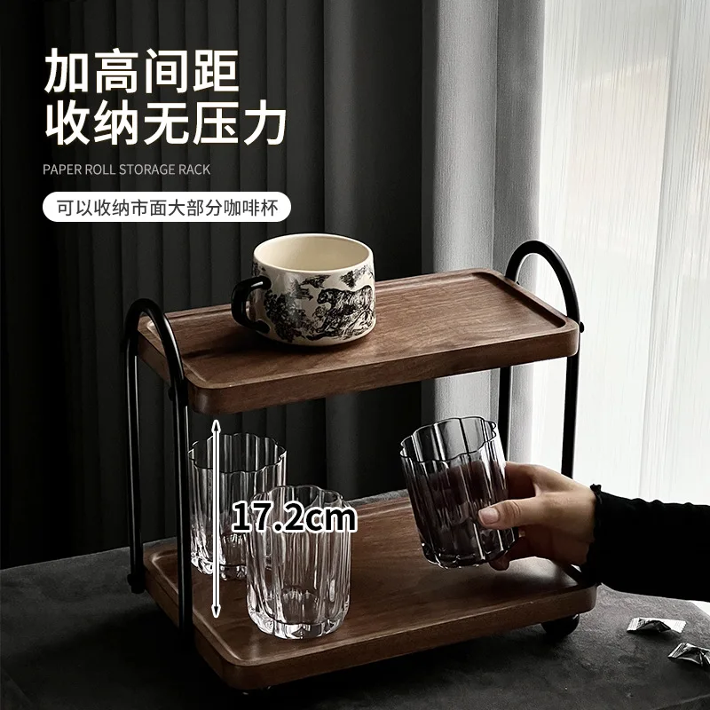 

Walnut Cup Shelf Premium Retro Desktop Coffee Cup Tea Cup Storage Rack
