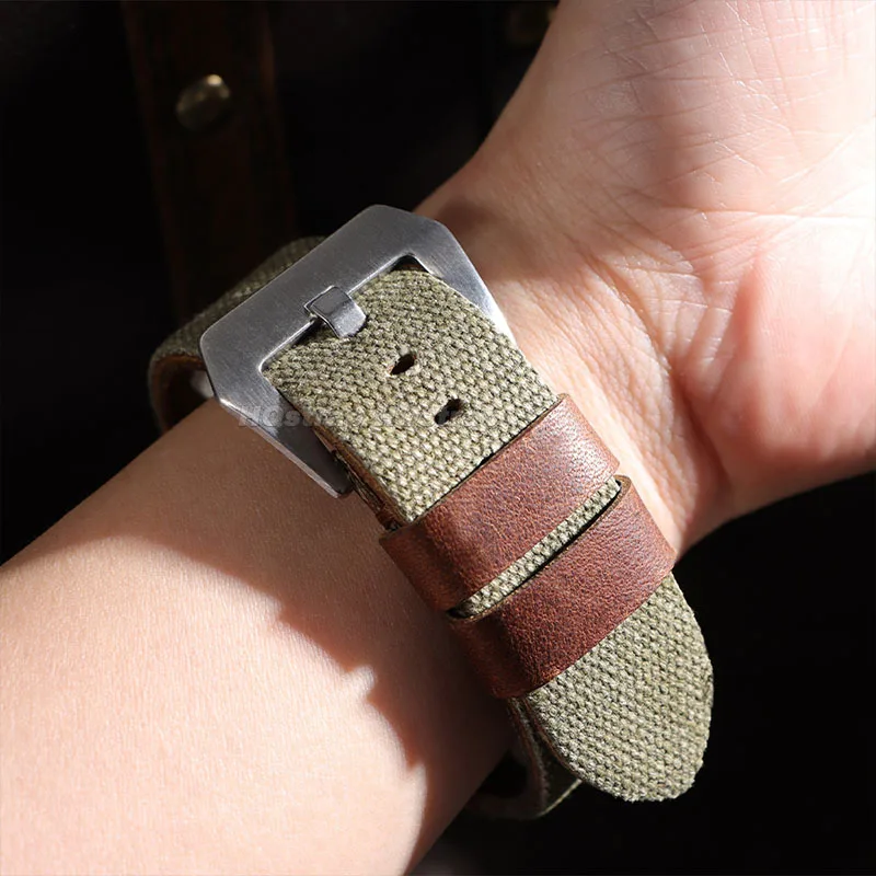 20mm 22mm 24mm Nylon Leather Strap for Seiko for Omega Watchband Retro Canvas Bracelet Sport Quick Release Replacement Wristband view 6