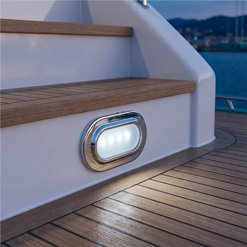 ABHS-RV Boat Track Light, 12V DC LED Waterproof Walkway, Recessed Oval 4 Light Bead Boat Accessories (Cold White)