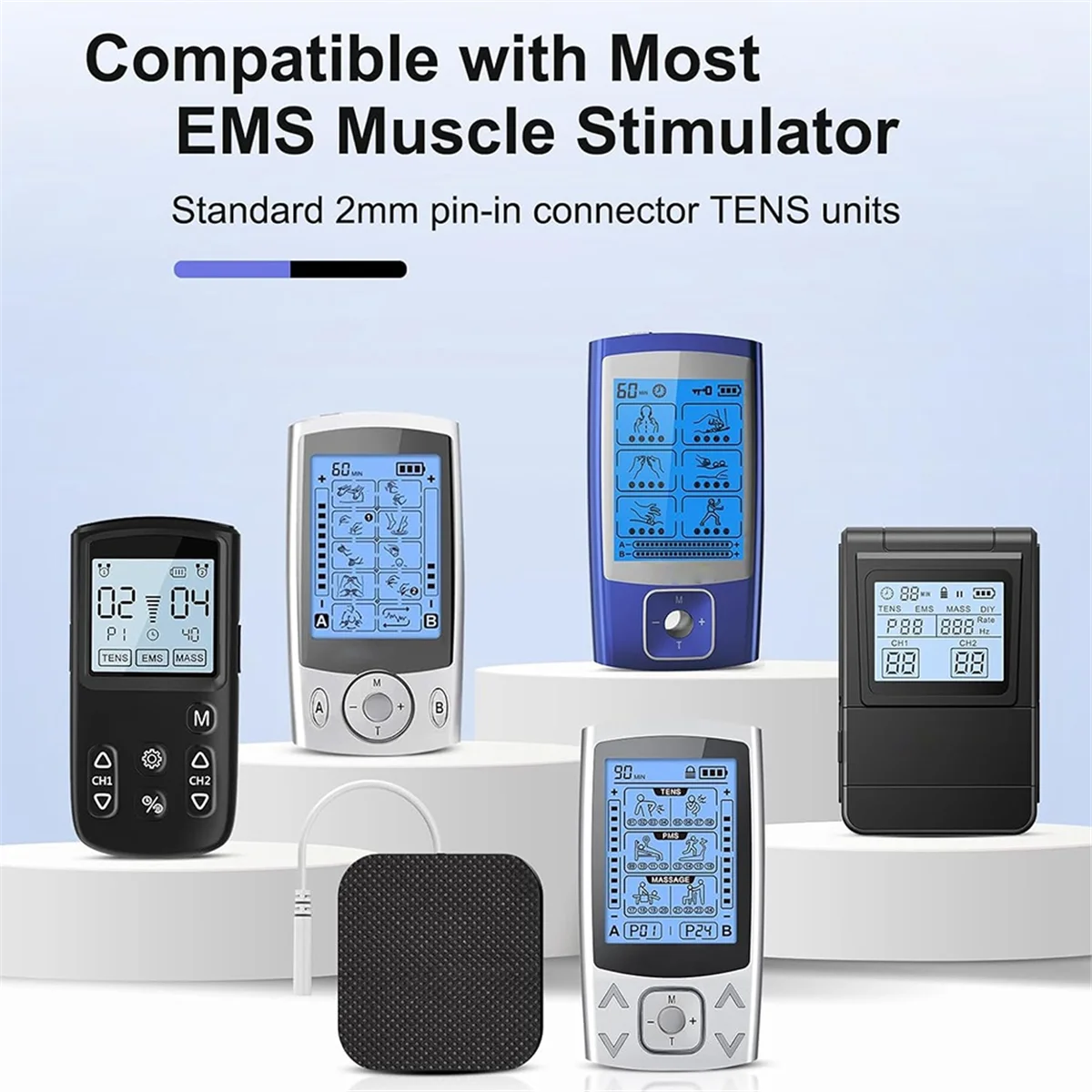 وسادات بديلة لوحدة ABJG-TENS، وسادات وحدة عشرات 2 × 2 بوصة 20 قطعة ذاتية اللصق قابلة لإعادة الاستخدام