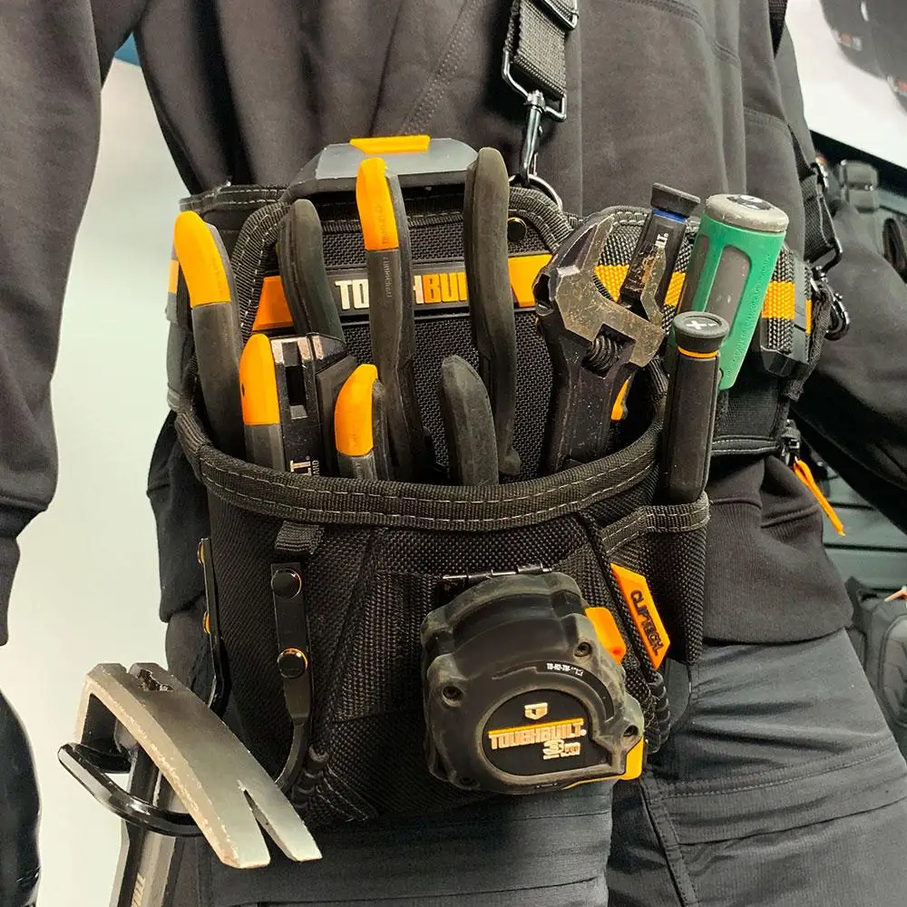 1pc TOUGHBUILT  Project Pouch/Hammer Loop Black with ClipTech and rugged 6-layer rivet-reinforced construction tool storage