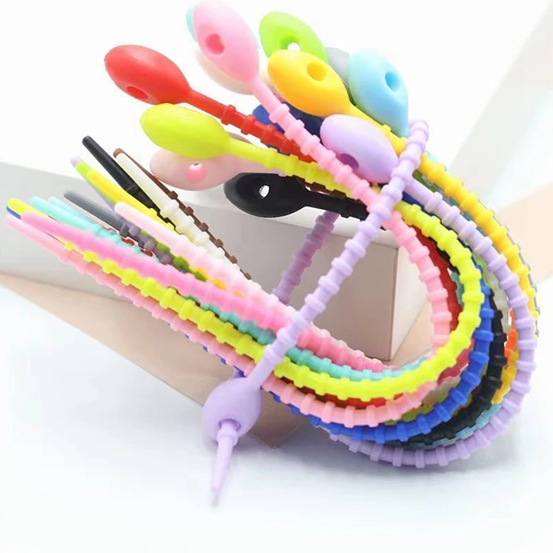 20PCS Silicone Cable Ties Assorted Color Reusable Heavy Duty Cable Organizer Management for Fastening Cords and Wires