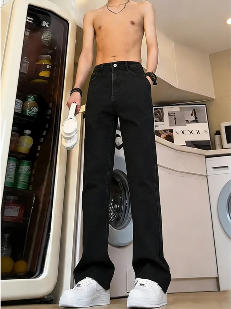 

Retro American Bla Straight Leg Men's Jeans Versatile Cleanfit Trendy Slimming Knife Flared Pants Cotton Polyester Blend