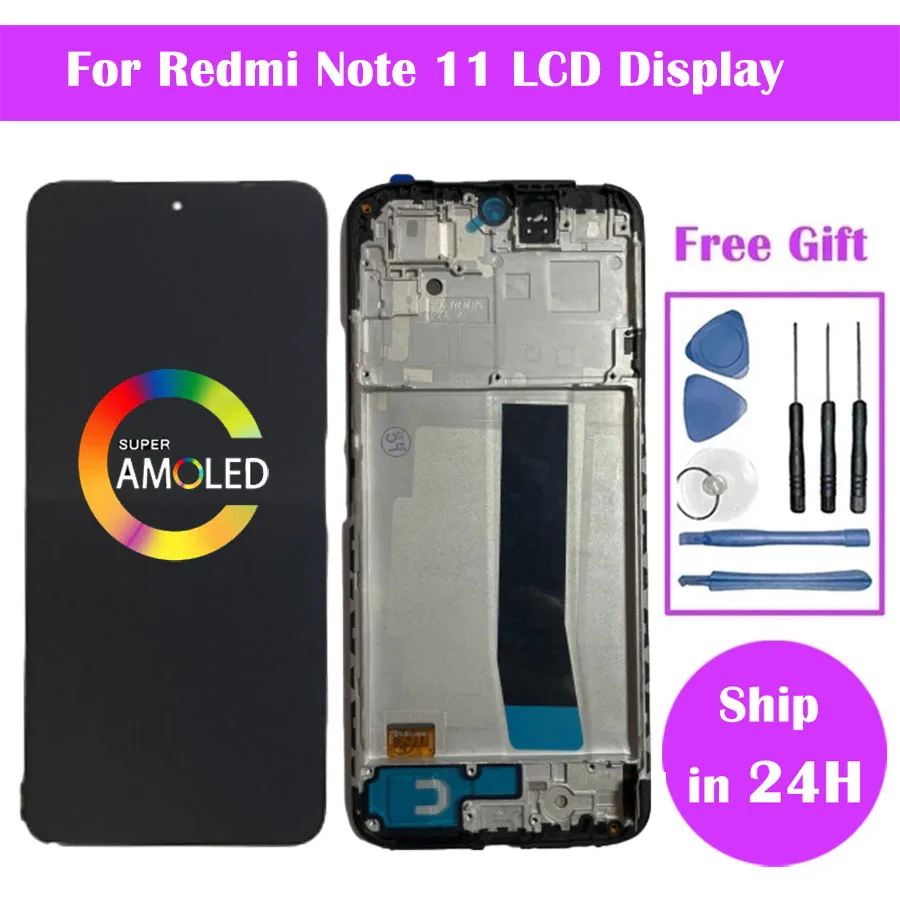 Super AMOLED Pantalla For Xiaomi Redmi Note 11 Display Touch Screen Digitizer Panel Assembly For Redmi Note 11 LCD