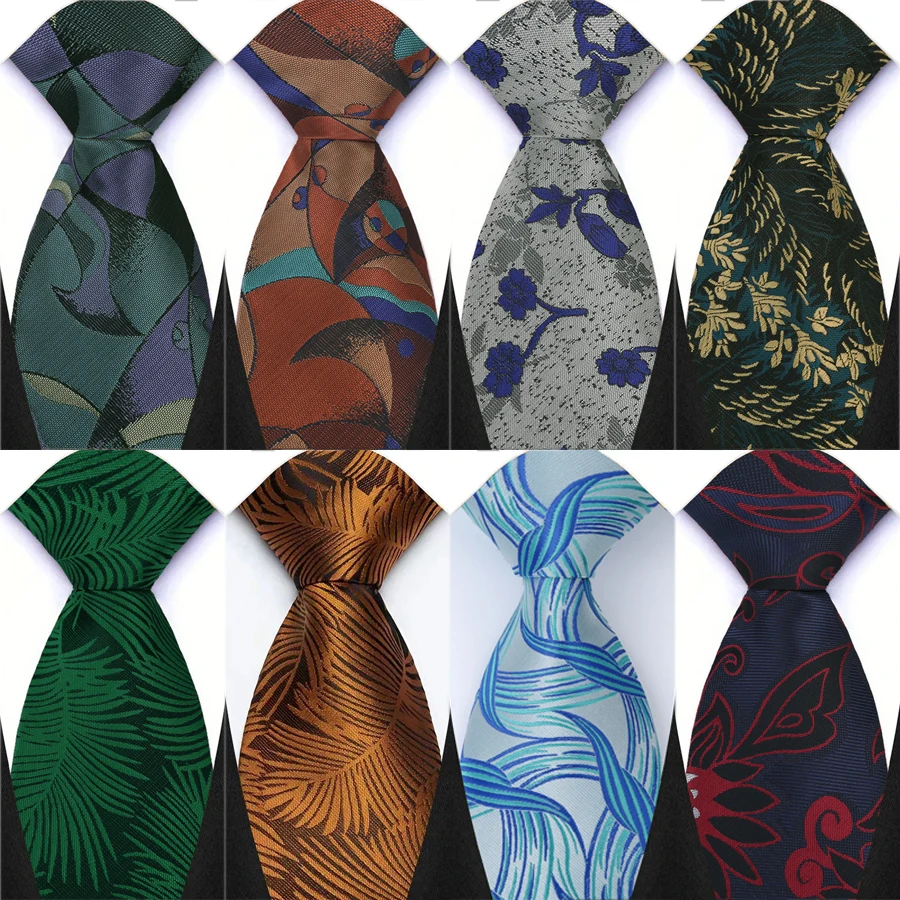 Corbata Floral informal de 8CM para hombre, accesorios formales para fiesta de boda, regalo de negocios, azul, marrón y verde