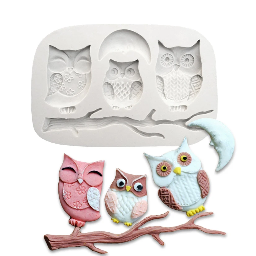 Owl Silicone Sugarcraft Mold Resin Tools Chocolate Cupcake Baking Fondant Cake Decorating Tools