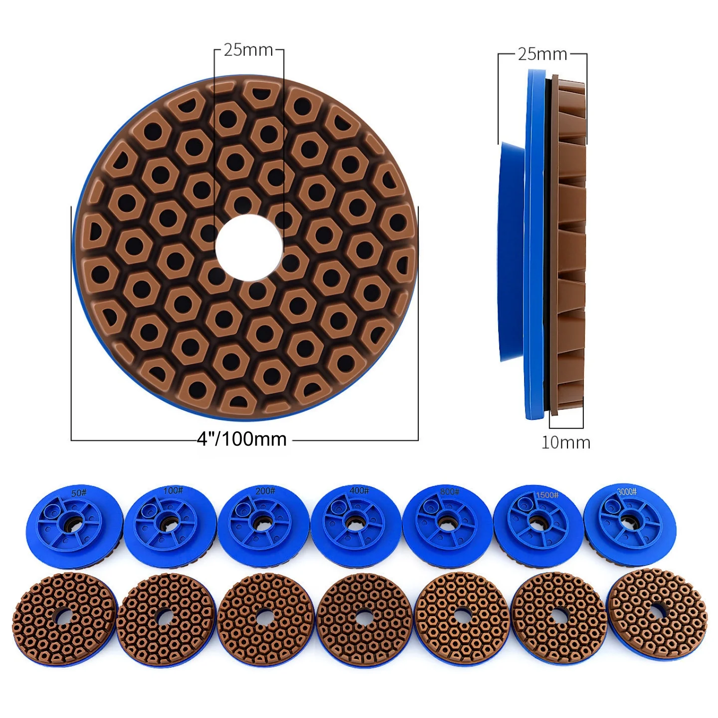 

Шлифовальный круг для гранита, мрамора, камня, бетона, 1 шт., 4 дюйма (100 мм), с креплением Snail Lock, полировальный диск для кромок, толщина 10 мм