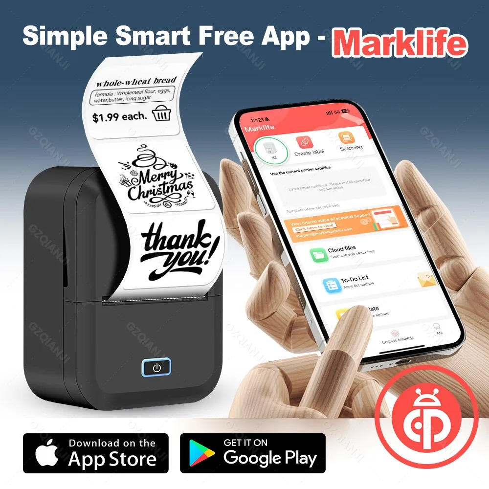 Marklife 2 بوصة صانع الملصقات الحرارية المحمولة ملصق بلوتوث طابعة RFID لفات الورق للملابس والمنزل وطباعة علامات الأعمال #3