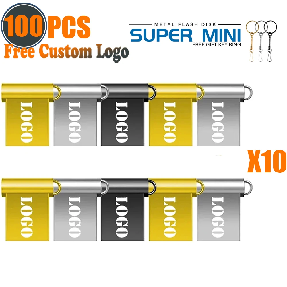 

100 шт./лот, высокоскоростной флэш-накопитель с бесплатным логотипом, USB-накопитель, 4 ГБ, 8 ГБ, 16 ГБ, Флешка, 32 ГБ, 64 ГБ, 128 ГБ, металлический USB-накопитель
