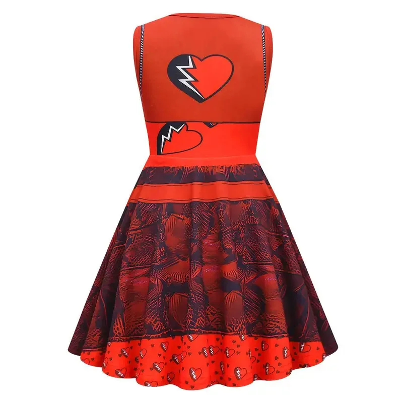 111 www D-الانسدادات القوس فتاة الأميرة جديد الصيف الاطفال الفتيات مطوي فستان هالوين صعود الأحمر تأثيري حفلة بلا أكمام #5