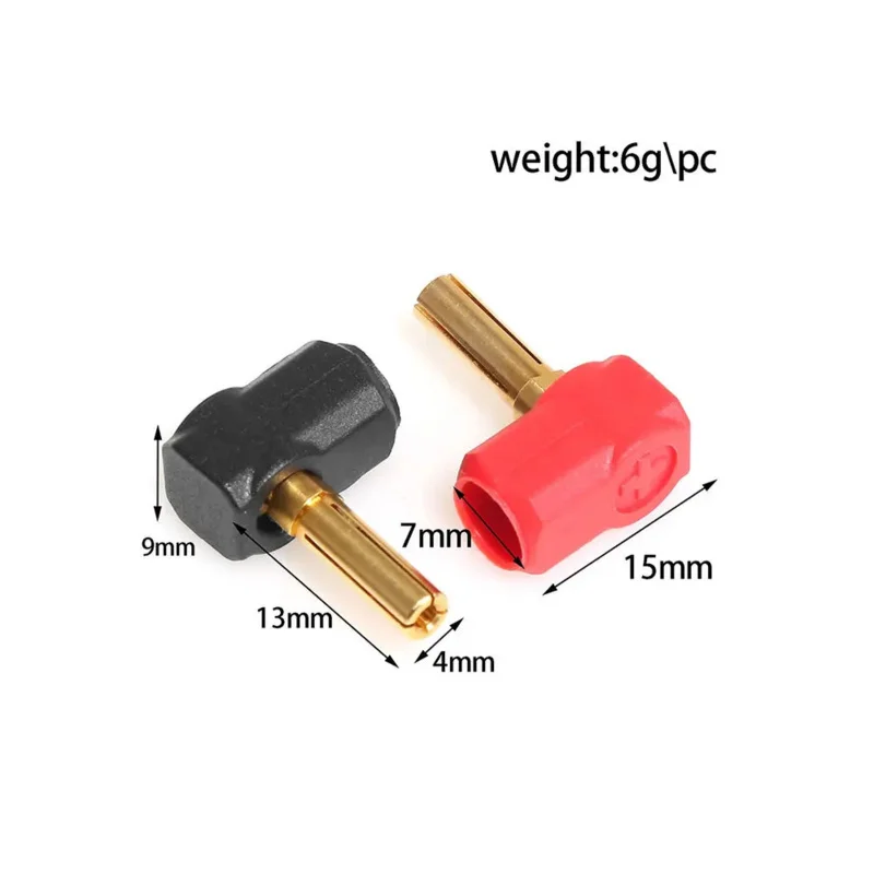 Plugs e apertos de metal dissipador de calor, Peças do carro RC Crawler, Shell rígido em forma de L, 1:10 caminhão off-road, 4mm, 4mm, 2 peças por conjunto