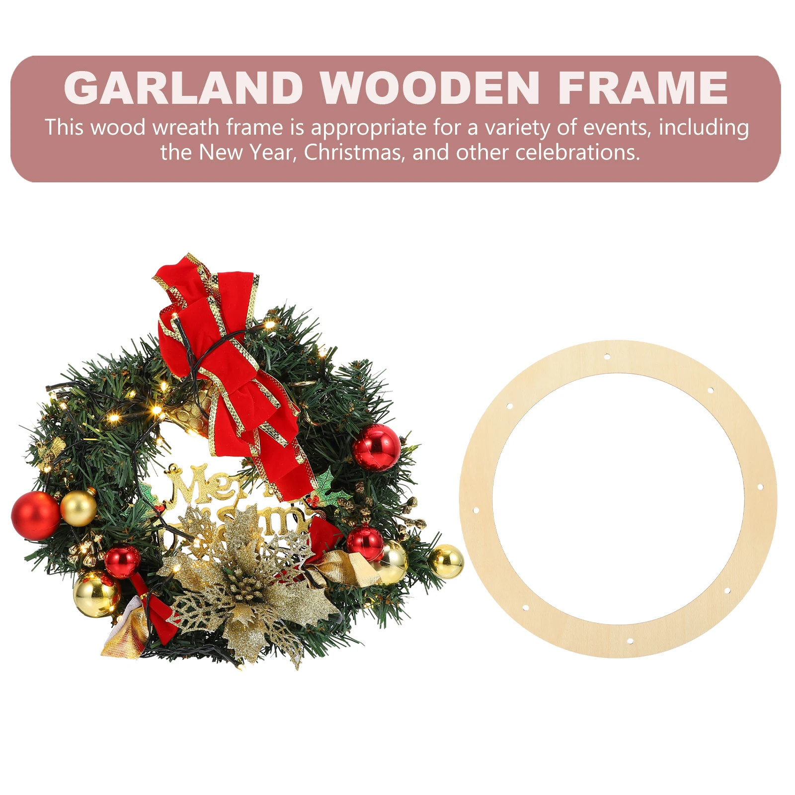 

6 Pcs Holiday Wooden Frame Wreath Base Ring Garlands Crafts Christmas Boards Decor