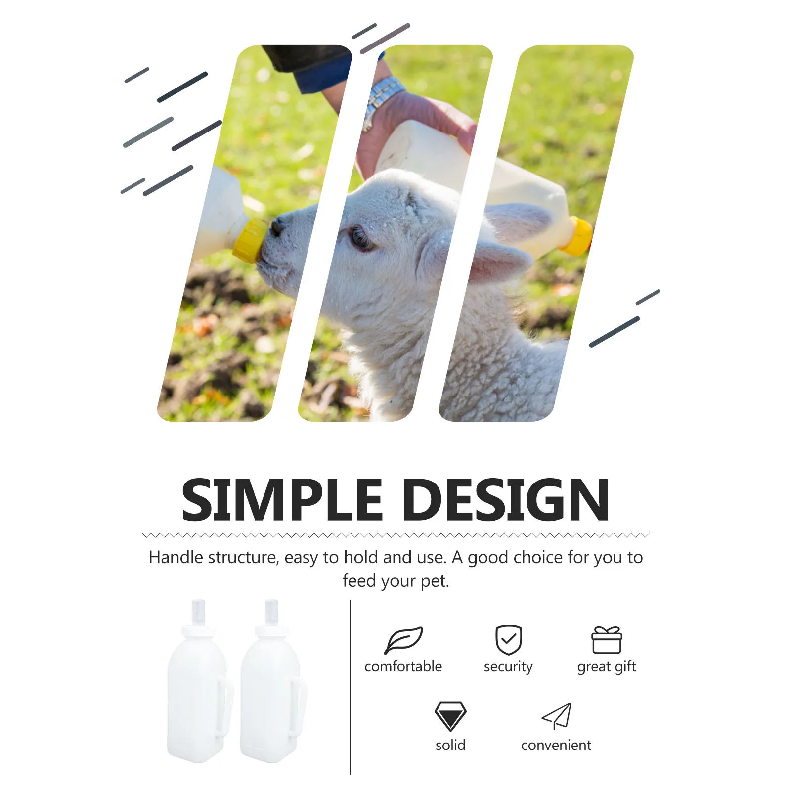 

2pcs Silicone Calf Nursing Durable Feeder Handle Calf Milk Bottle For Lamb Newborn Animals Easy Clean Reliable