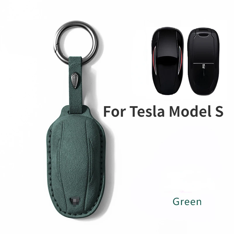 Luxurious Suede Key Case for Car for Tesla Model X S Car Key Case Auto Accessories Remote Keychain Suede Buttons Shell Protector