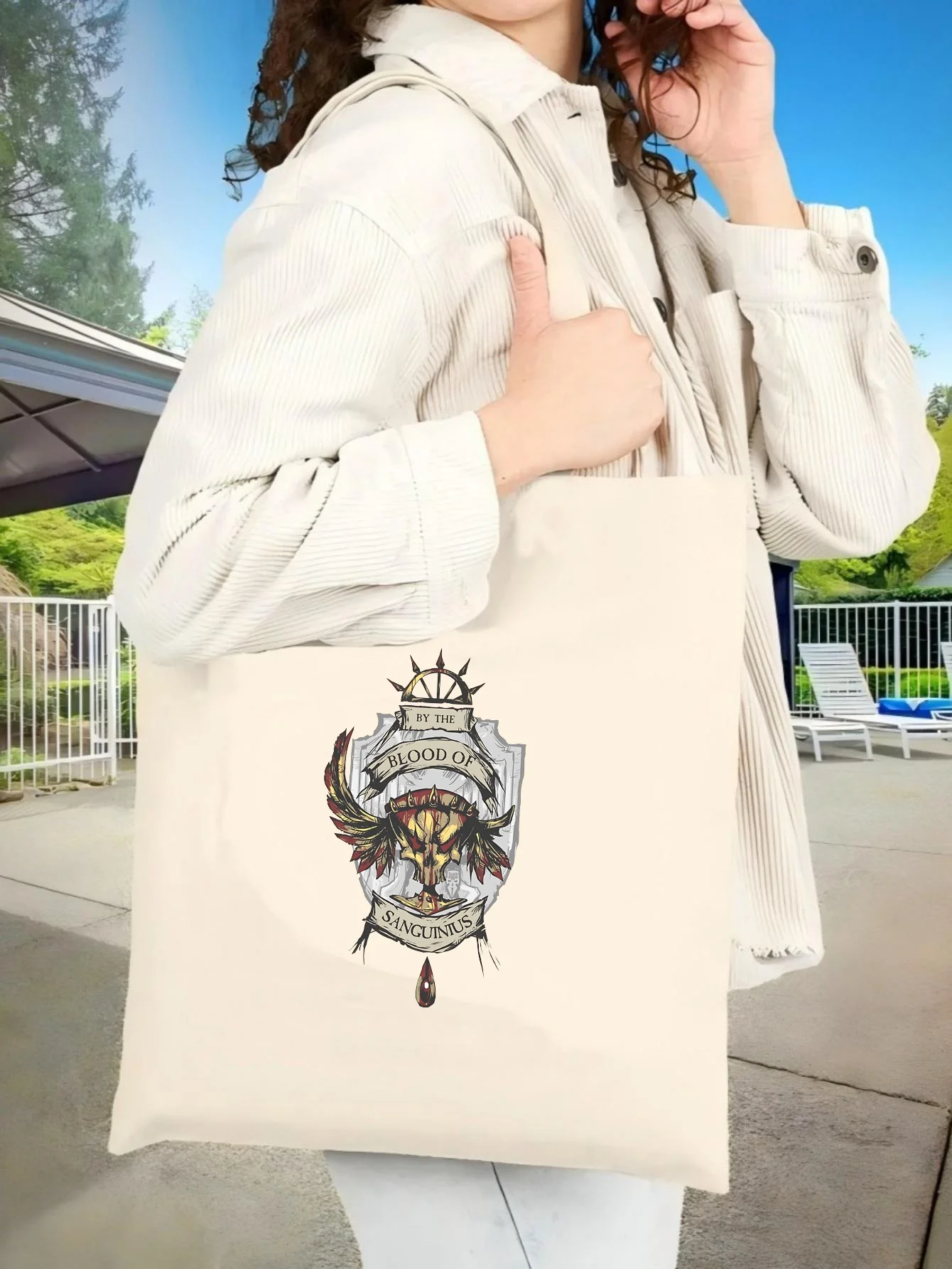 

Сумка-тоут из холщовой ткани Blood of Sanguinius 2026, новинка, унисекс, вместительная, прочная, многоразовая, многофункциональная, на плечо, для повседневного использования/путешествий