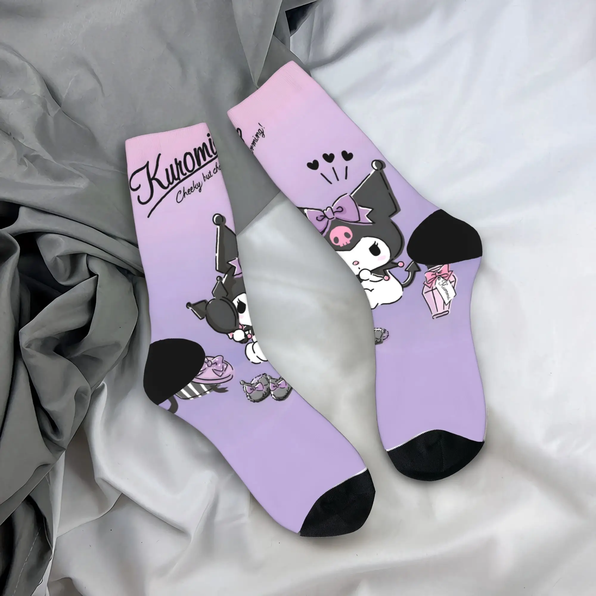 Calzini Sanrios Kuromis viola ama le calze antiscivolo da uomo Calzini da esterno di qualità Calzini invernali dal design Harajuku