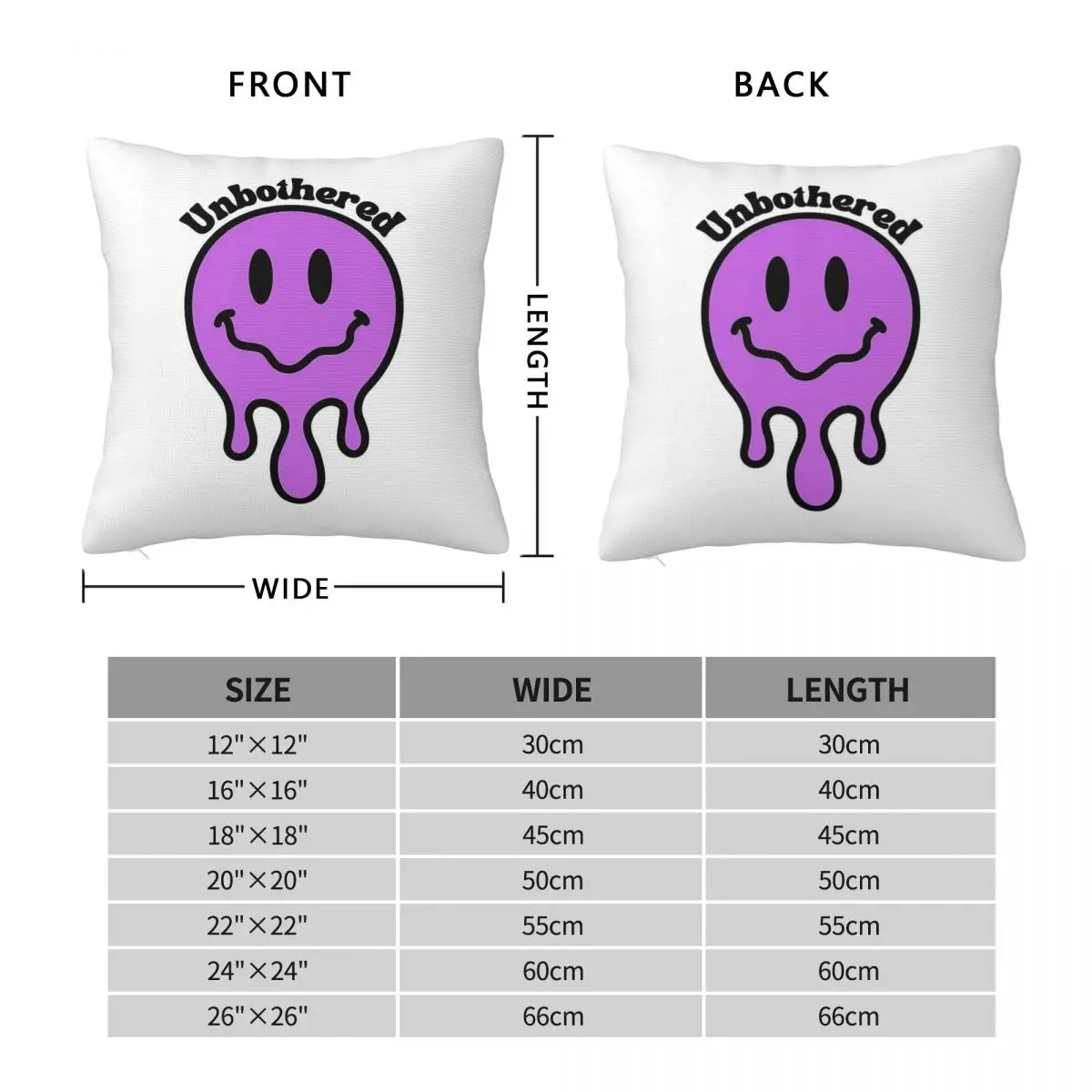 Unbothered Purple Pillowcase Polyester Linen Velvet Pattern Zip Decor Throw Pillow Case Bed Cushion Cover