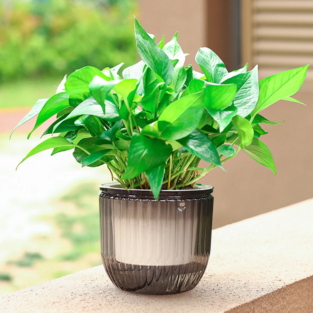 

Easy Use Plastic Hanging Flower Basket Resin Hanging Plant Pot Self Watering Flower Vase For Indoor Garden Outdoor Decoration