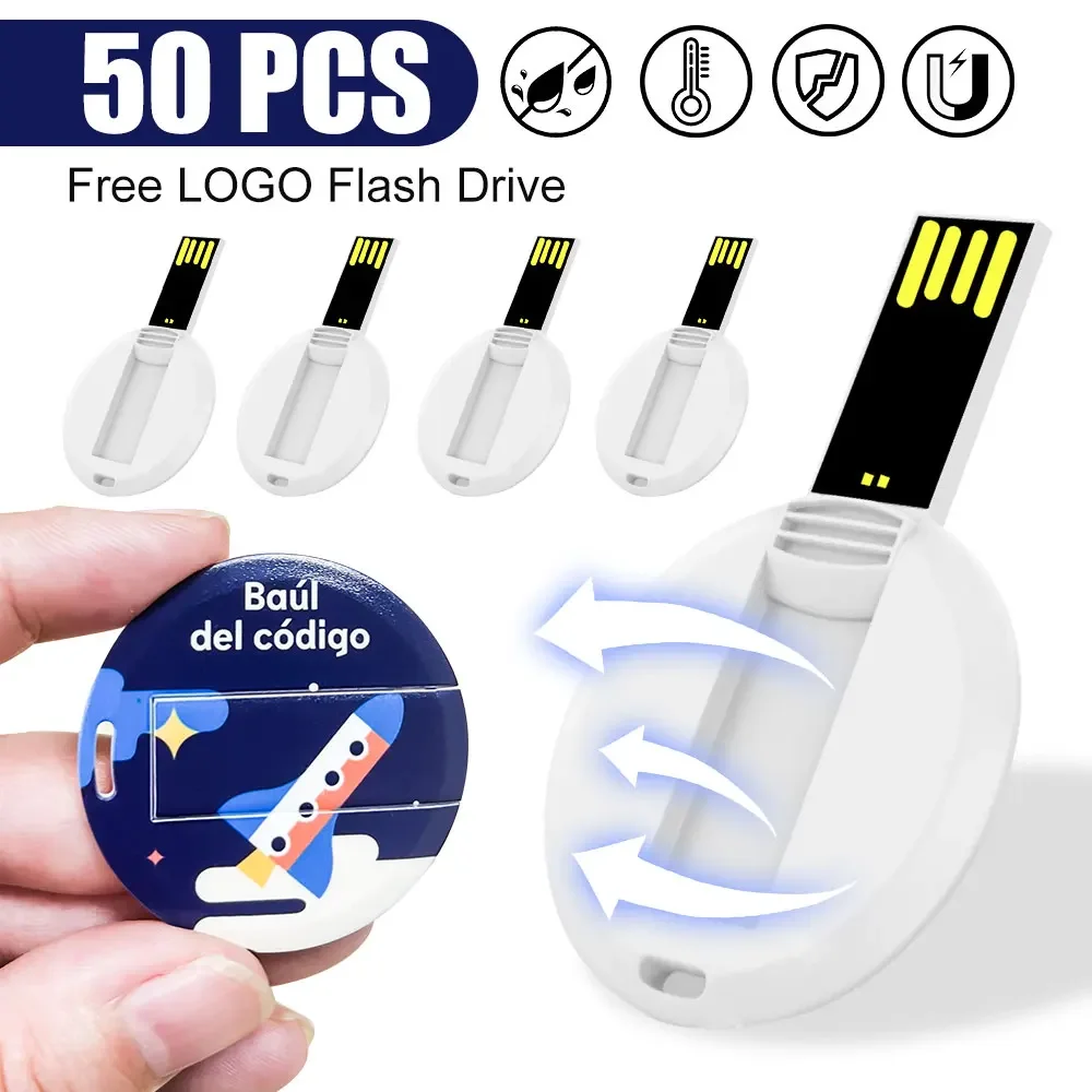 Unidad Flash USB con logotipo personalizado de la empresa, Pendrive con foto colorida, tarjeta de crédito, 8GB, 16GB, 32GB, 64GB, 50 piezas