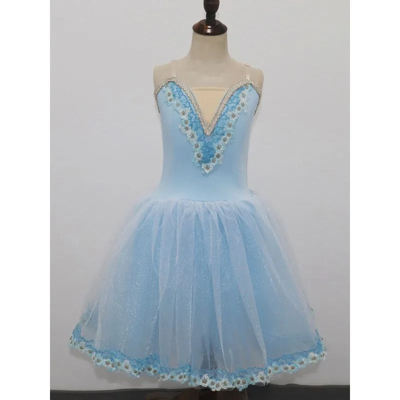 يوم الأطفال فستان رقص الباليه فتاة توتو زي الباليه مسابقة DanceVeil تنورة الضوء الأرجواني تنورة طويلة فستان الباليه للأطفال