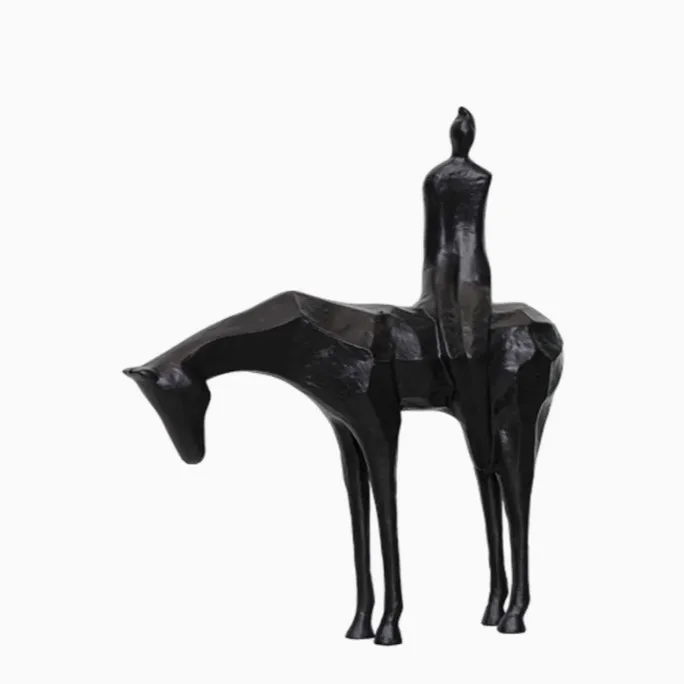 

Nordic creative simple black cast iron Wrangler sculpture ornament living room study home accessories