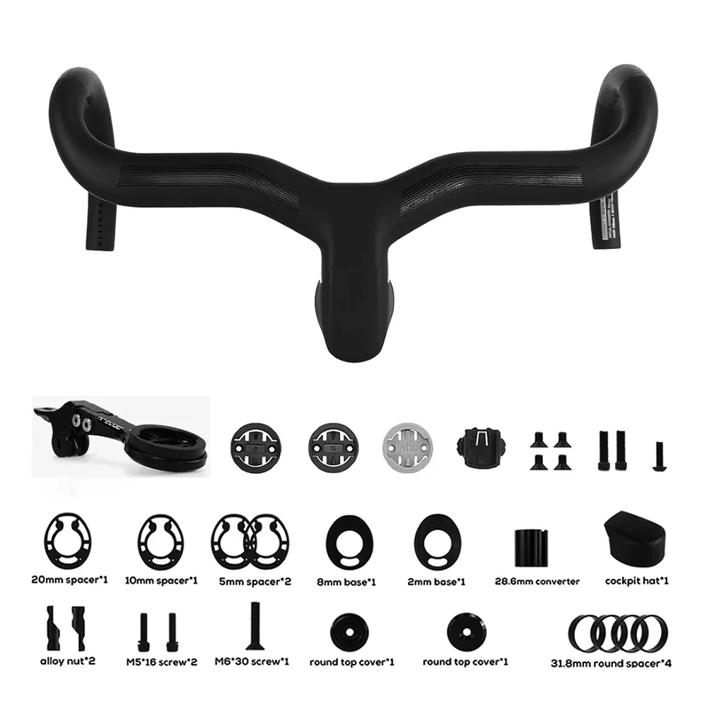 New V Shape Internal Cable Road Bike Full Carbon Fibre Bicycle Handlebar and Stem Integratived with computer stents 28.6/31.8mm