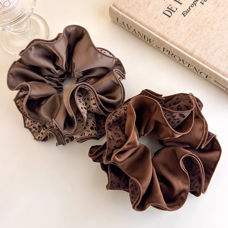

Веревка для волос с леопардовым принтом, резинка для волос кофейного цвета, эластичная резинка для волос, ретро держатель для хвоста, резинка, женские аксессуары для волос