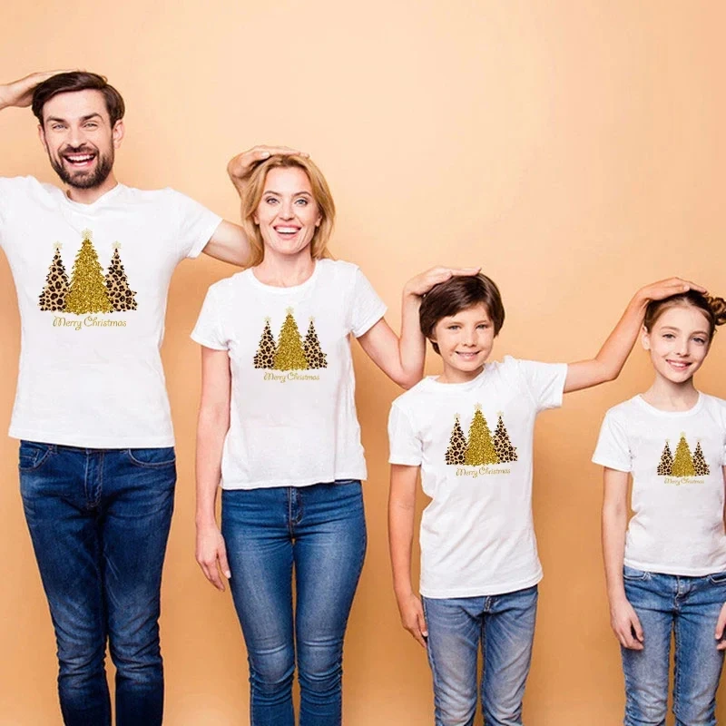 Christmas T-Shirt Family Matching Outfits Mommy Daddy And Me Clothes Mother Father Daughter Son Baby Kids  Family Look Tops