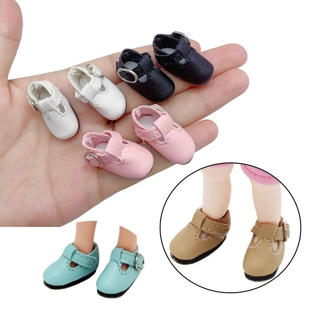 2.8cm * 1.2cm BJD Doll's Shoes Mini Size T-shaped Button Princess Shoes PU Leather Fashion Design Boots Accessories
