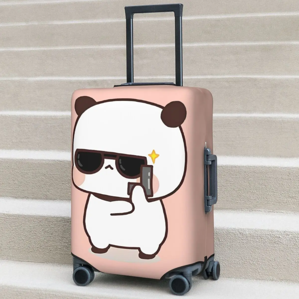 

Peach And Goma Bubu Dudu Balloon Suitcase Cover Cute Bear Flight Travel Practical Luggage Case Protector