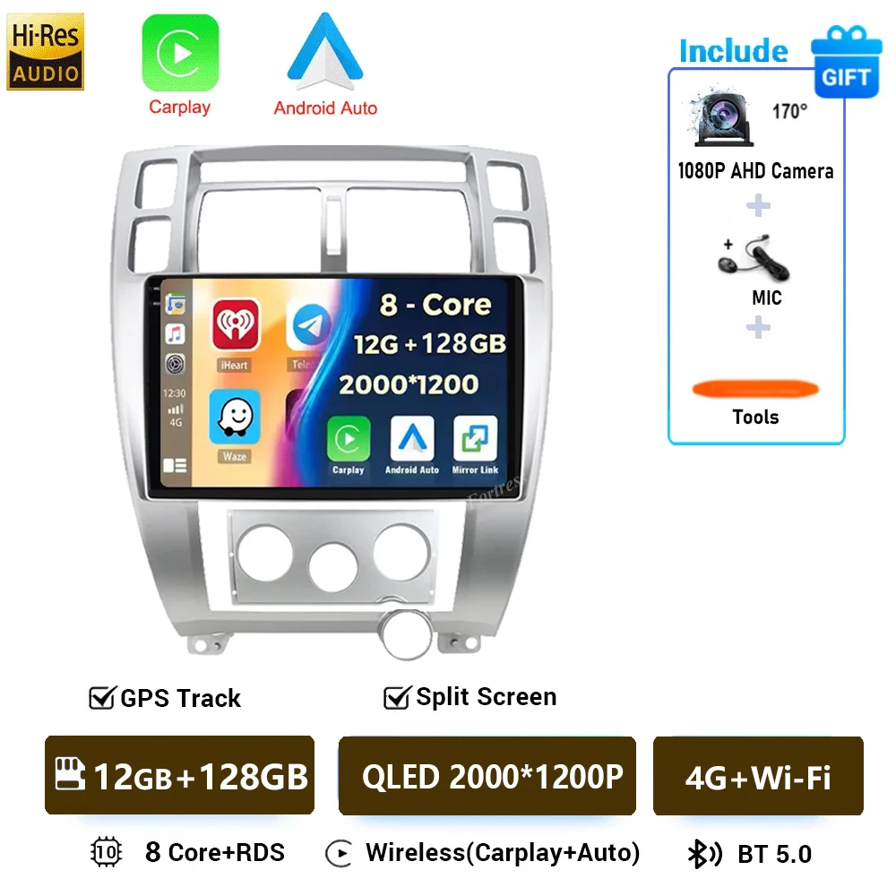 Android 16 Autoradio voor Hyundai Tucson 2004-2013 Multimedia Video Player Navigatie 2 Din DVD Head Unit Stereo Carplay luidsprekers